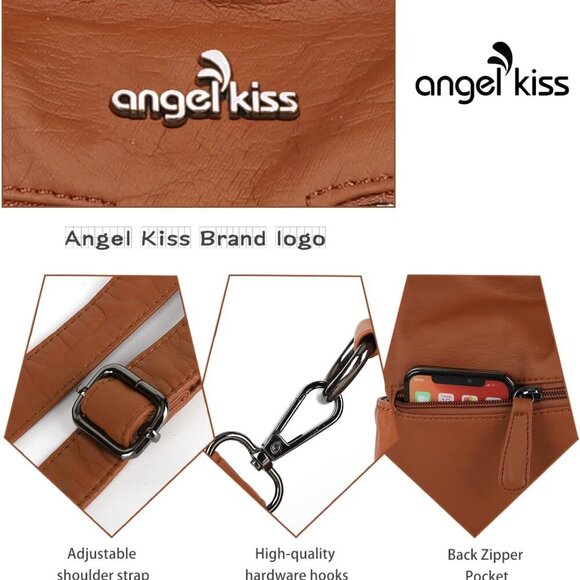 Purses and Women Tote Shoulder Top Handle Satchel Hobo Bags Fashion Washed Leath - Picture 3 of 7